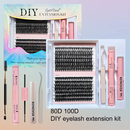 Lashes Clusters Set Extensions Kit Fake eyelashes Mix Lash Clusters with Lash Bond Seal and Lash Applicator Tool Makeup