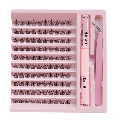 Lashes Clusters Set Extensions Kit Fake eyelashes Mix Lash Clusters with Lash Bond Seal and Lash Applicator Tool Makeup