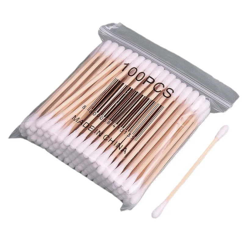 100/500 Count Cotton Swabs Double Pointed Cotton Buds Precision Tips With Bamboo Sticks For Personal Nail Art Makeup Tools