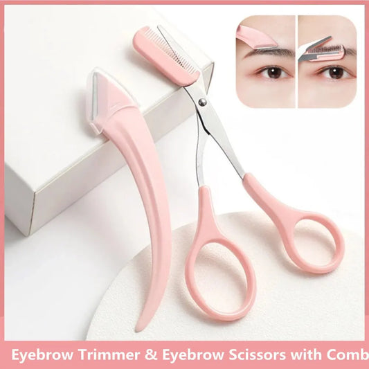 Eyebrow Trimming Knife Face Razor For Women Professional Eyebrow Scissors With Comb Brow Trimmer Scraper Accessories