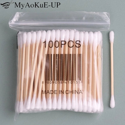100/500 Count Cotton Swabs Double Pointed Cotton Buds Precision Tips With Bamboo Sticks For Personal Nail Art Makeup Tools