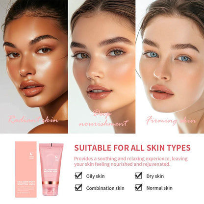 75ML Collagen Peel Off Face Mask Deeply Hydrating Moisturizing Night Wrapping Mask Cream Firming Skin Peel-off Facial Mask