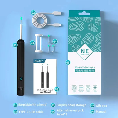 Intelligent Visual Ear Digger Children and Adults Ear Picking Stick with Light Waterproof and Washable USB Charging Convenient